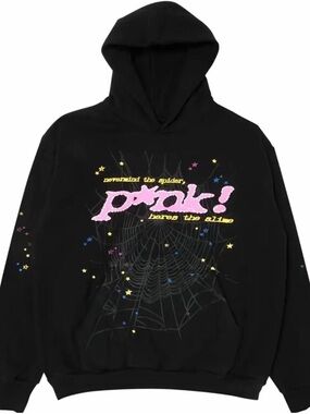 Black Graphic Performance Hoodie with Pink Logo